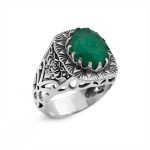انگشتر نقره مردانه زمرد اصل مدل (RIM ZO7) - Men's silver ring with original emerald, model