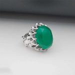 انگشتر نقره مردانه عقیق سبز مدل (RIM AS4) - Men's silver ring with green agate, model - Image 4