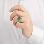 انگشتر نقره مردانه زمرد اصل مدل (RIM ZO17) - Men's silver ring with original emerald, model - Image 2